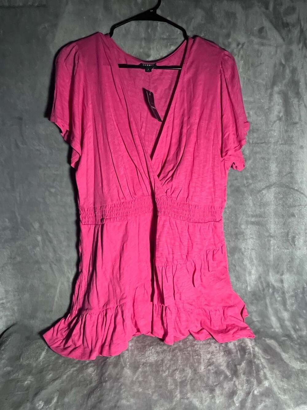 Torrid Cotton Modal Slub Surplice Faux Wrap Top Pink